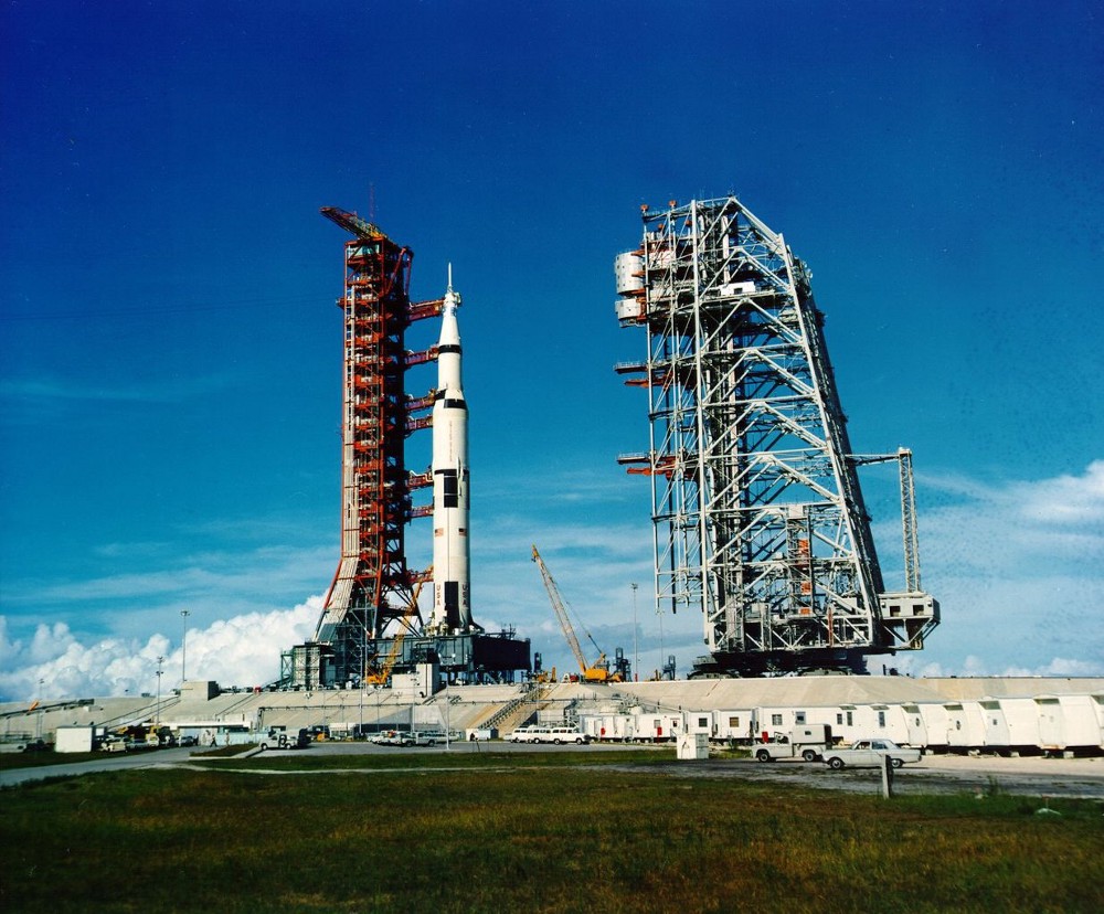 Apollo 11's Saturn V rocket on the launchpad at the Kennedy Space Center. 1 July 1969. Photo: NASA